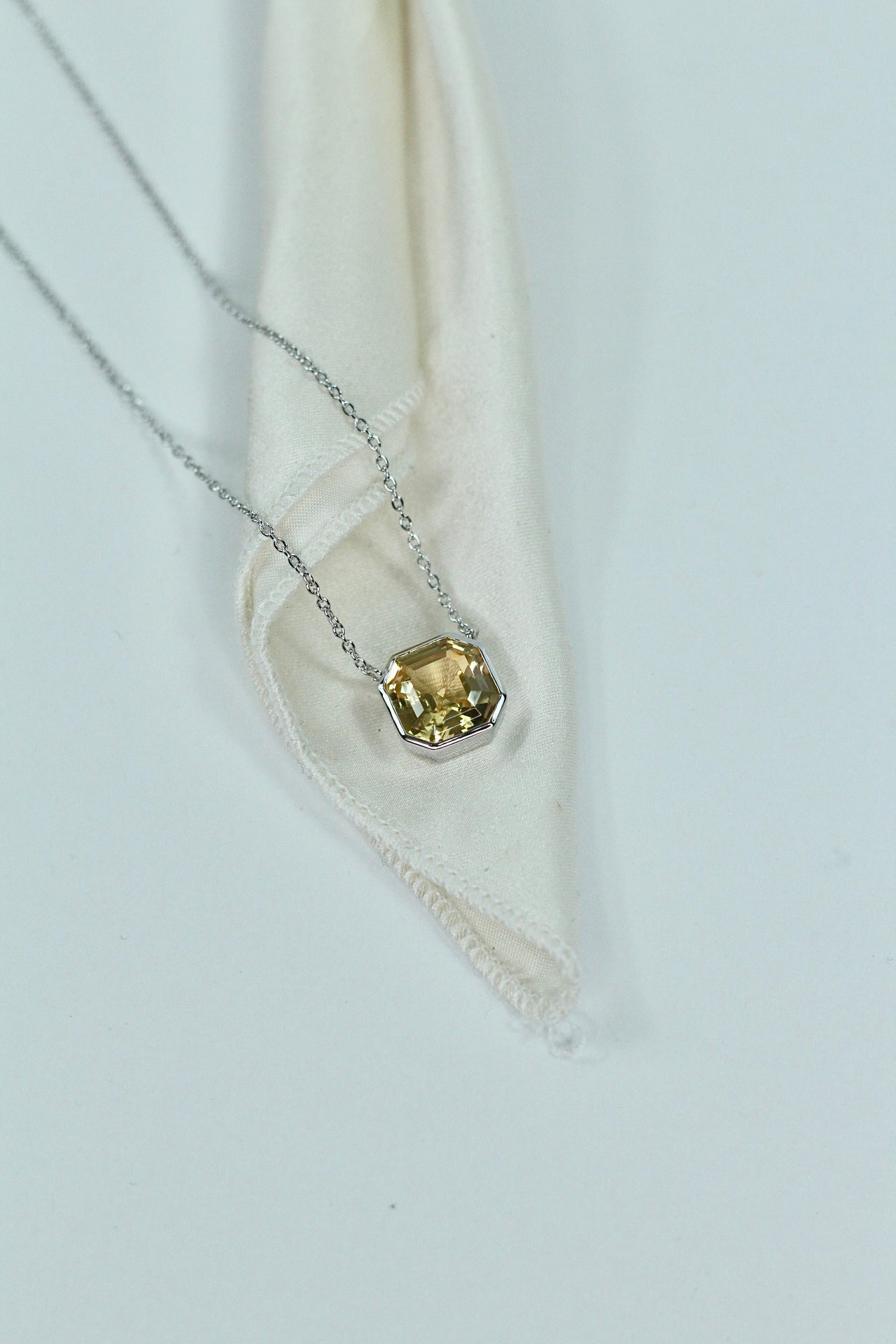 Luxe Asscher Necklace in Champagne CZ