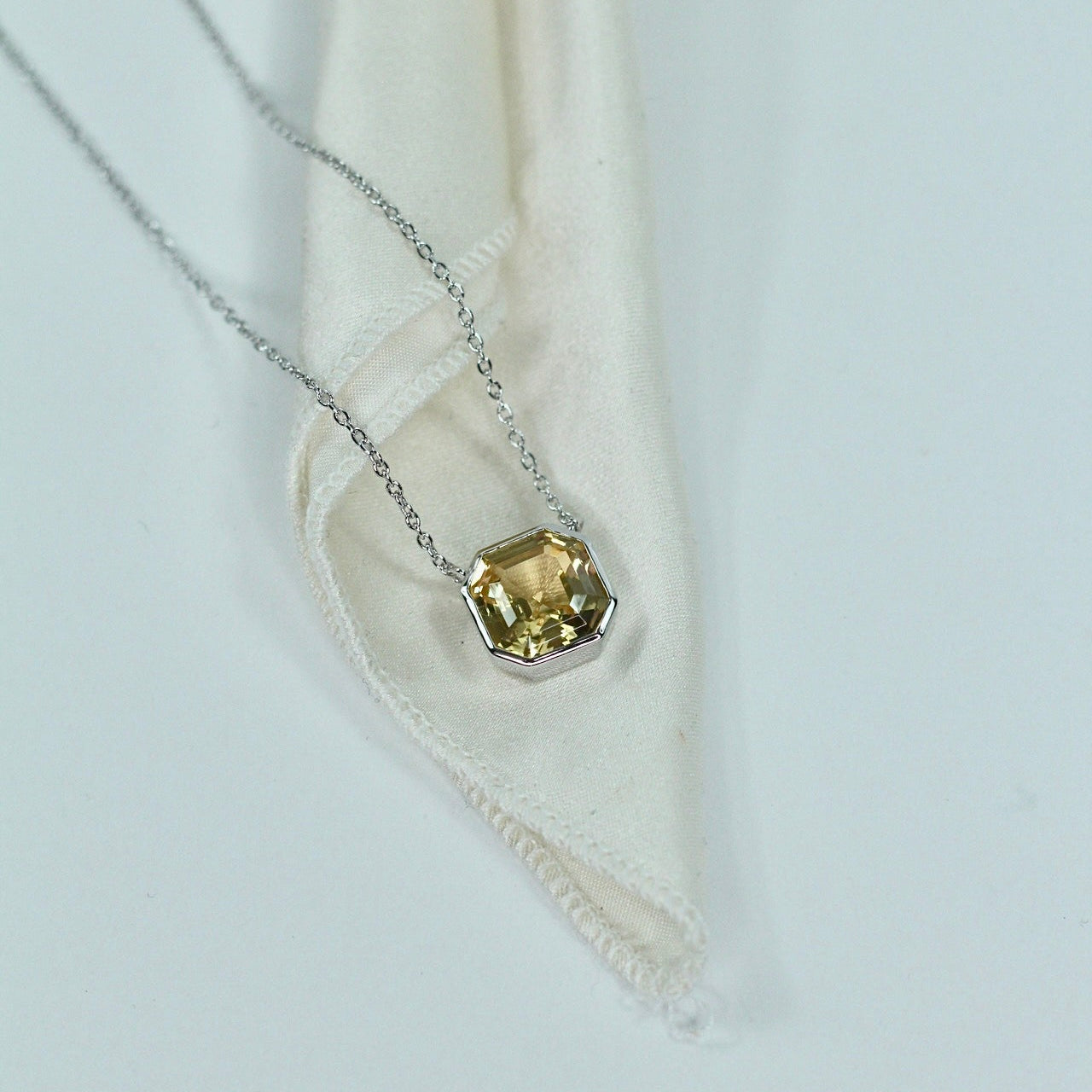 Luxe Asscher Necklace in Champagne CZ