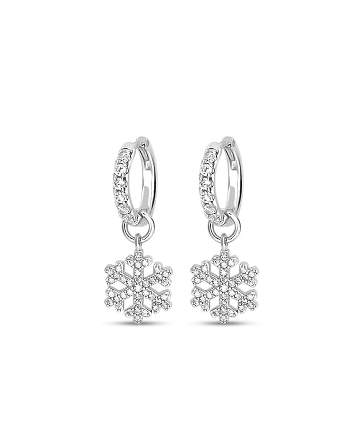 Mini Snowflake Pavé Hoops