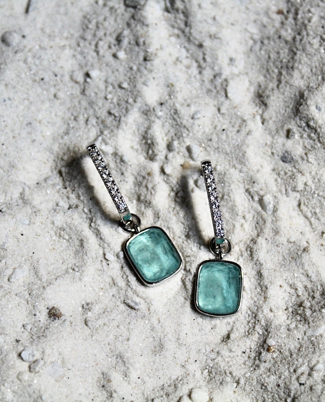 Luxe Cushion Hoops in Sea Glass