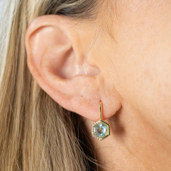 Stardust Leverback Earrings in Aquamarine