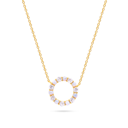 Infinity Necklace in White Opal