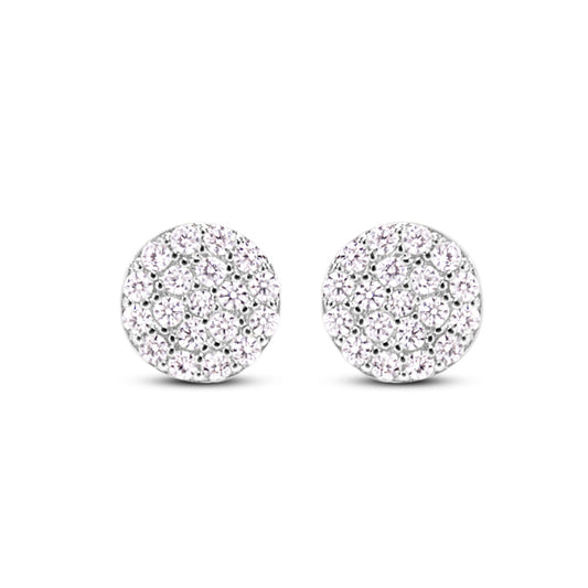 Chloe + Lois Pave Disc Stud Earrings in Sterling Silver
