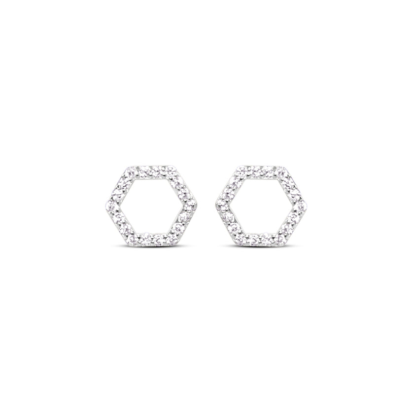 Pavé Hexagon Studs