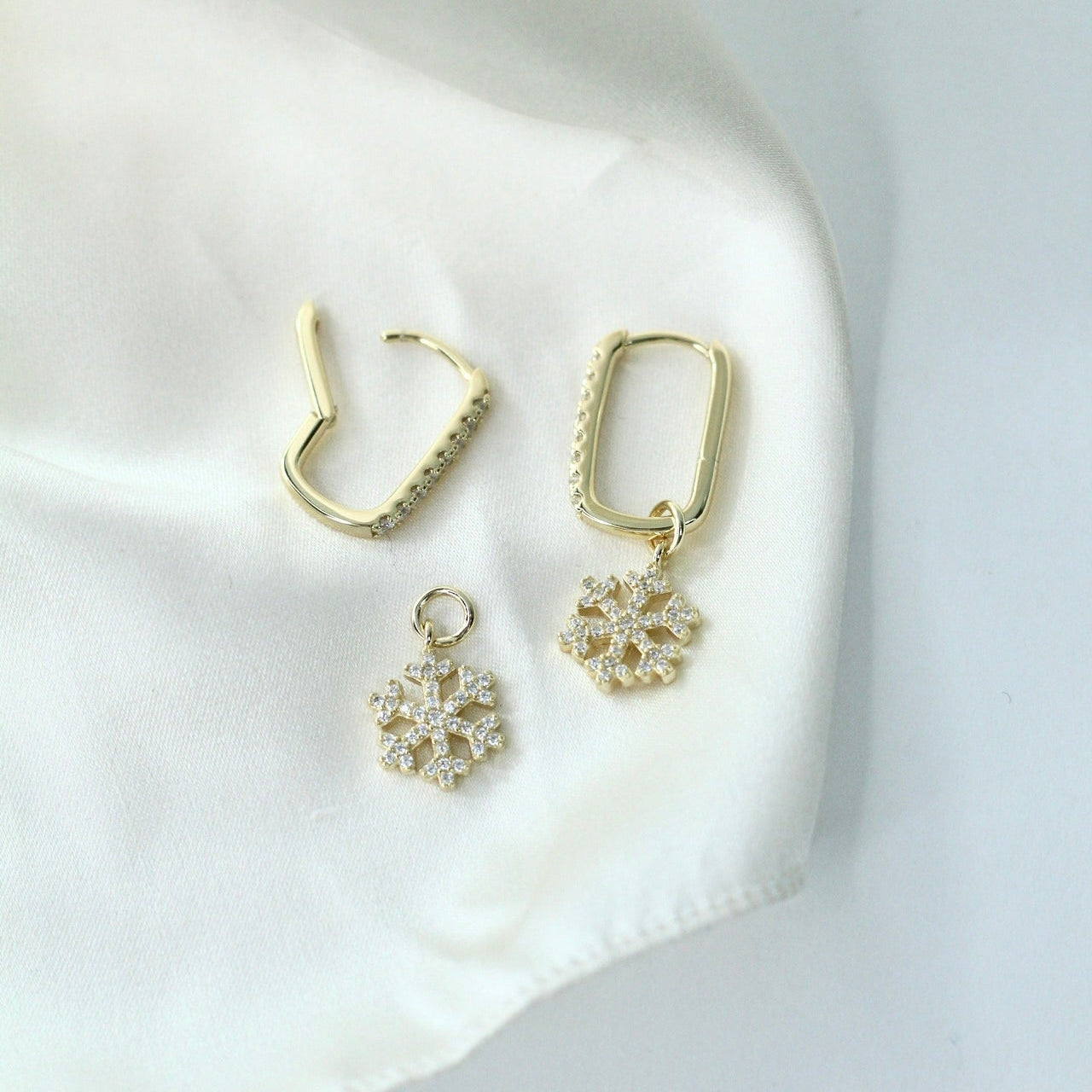 Snowflake Pavé Hoops