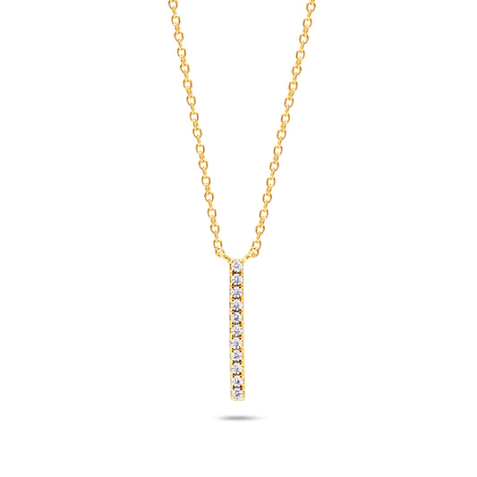 Chloe + Lois Vertical Pave Bar Necklace in 14K Gold