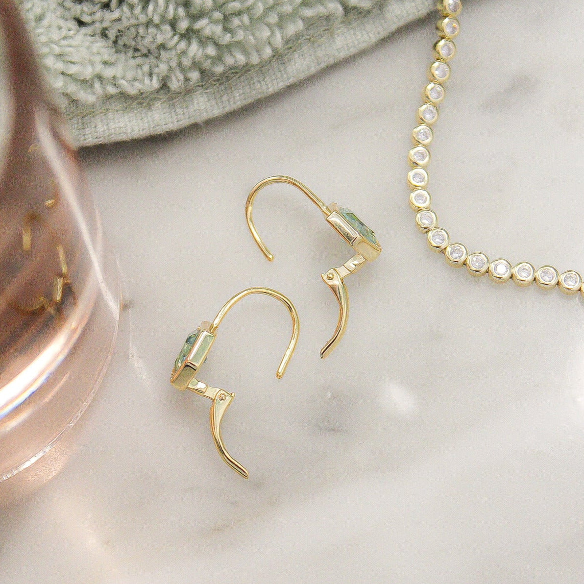 Chloe + Lois Stardust Leverback Earrings in Aquamarine