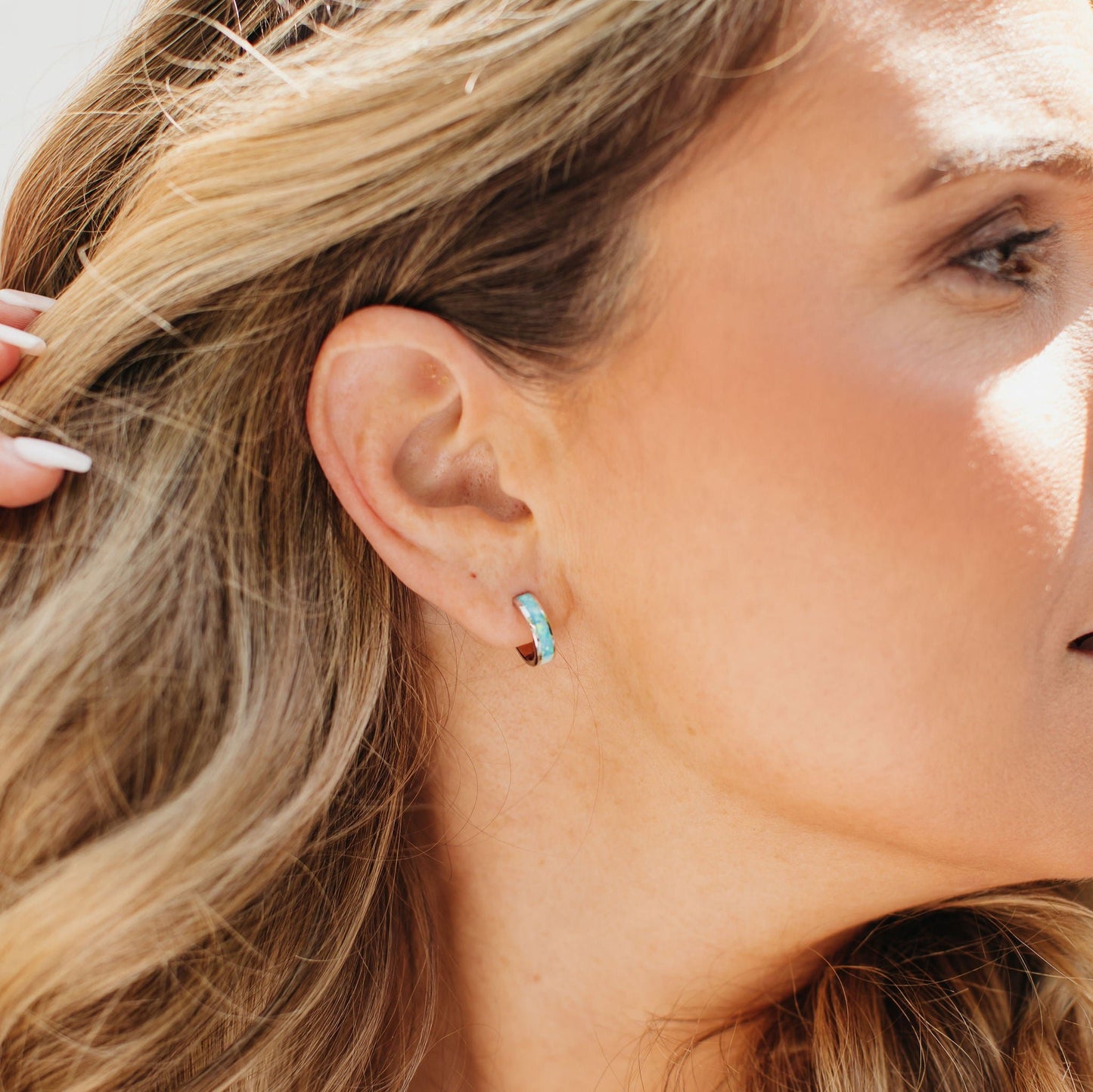 Blue Opal Luna Hoops