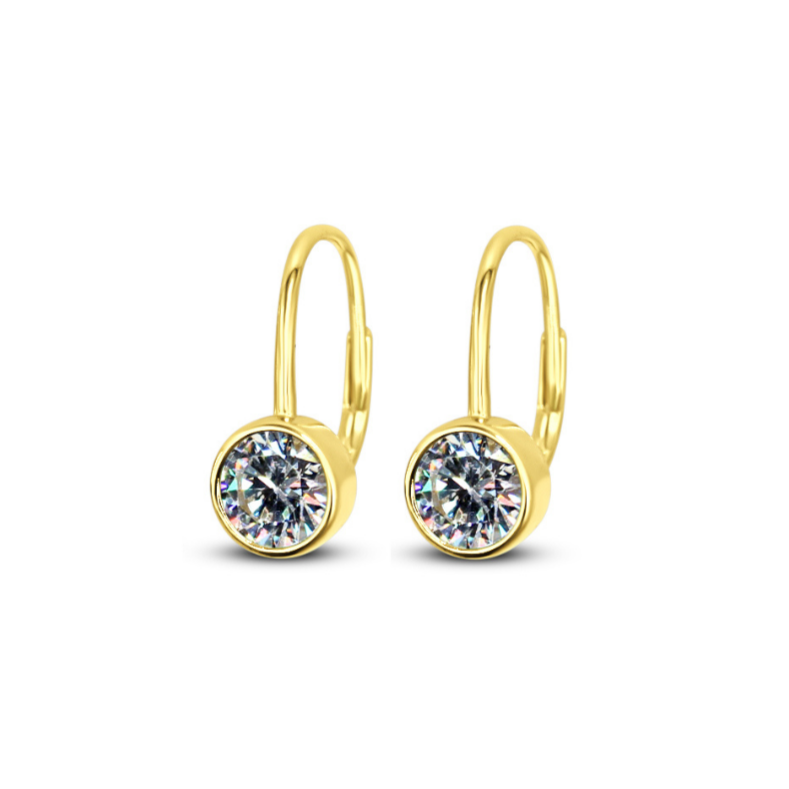 White CZ Sterling Silver 14k Gold Leverback Earrings By Chloe + Lois