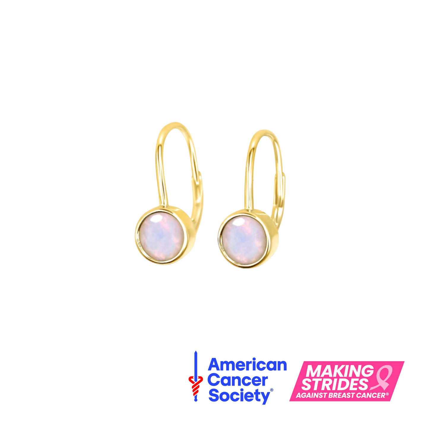 Making Strides Against Breast Cancer Chloe Leverbacks in Cotton Candy Opal Pink