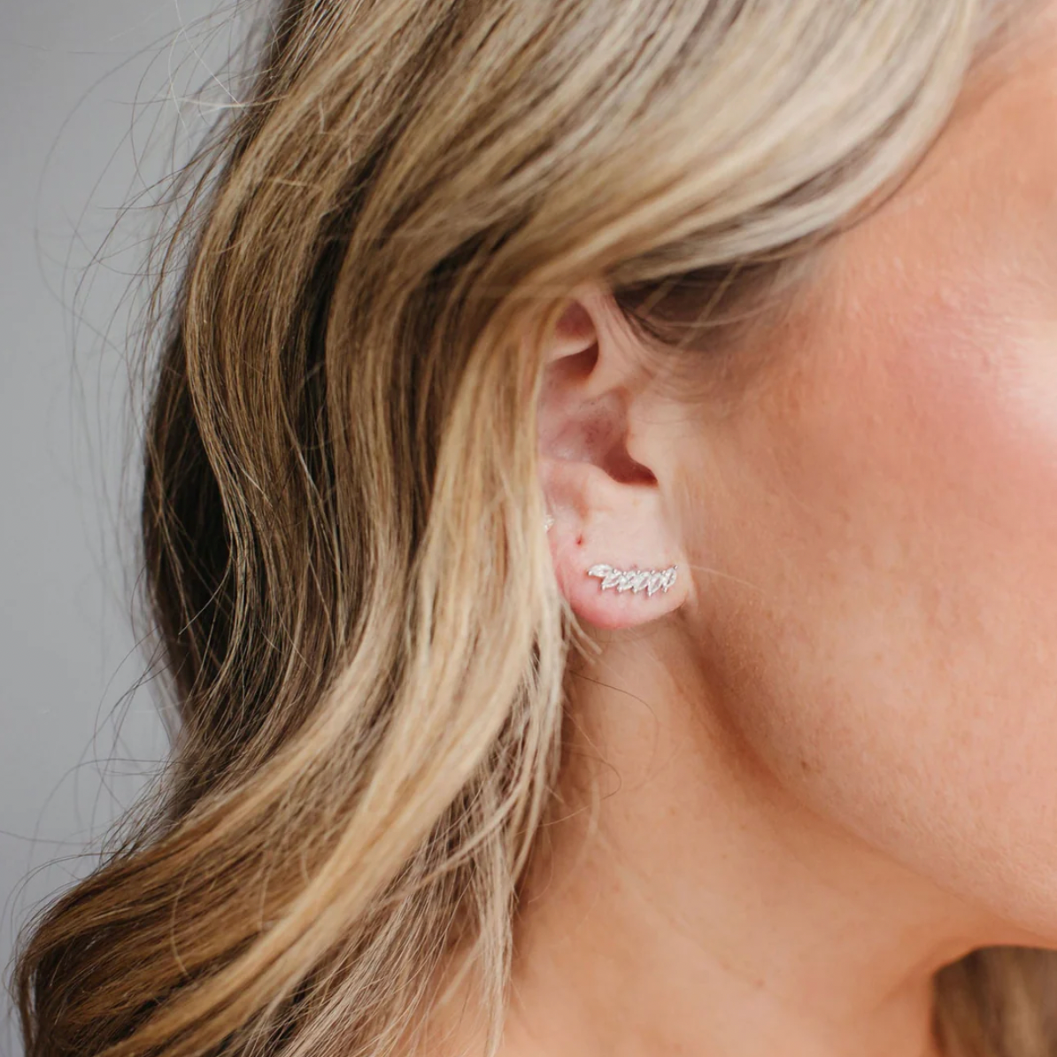 Chloe + Lois White Feather Ear Climber