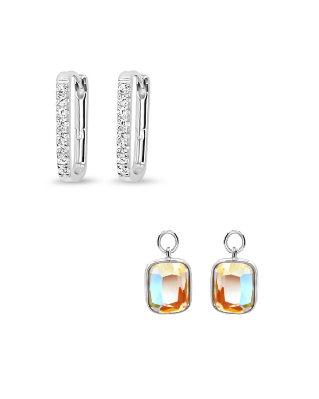 Pavé Cushion Hoops in Angel Aura Quartz