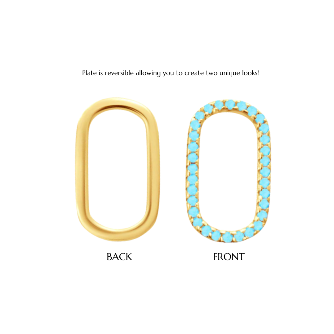 Oval Pave Charm in Turquoise