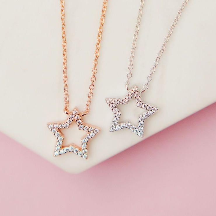 Glittering Pavé Star Necklace Necklaces Chloe + Lois