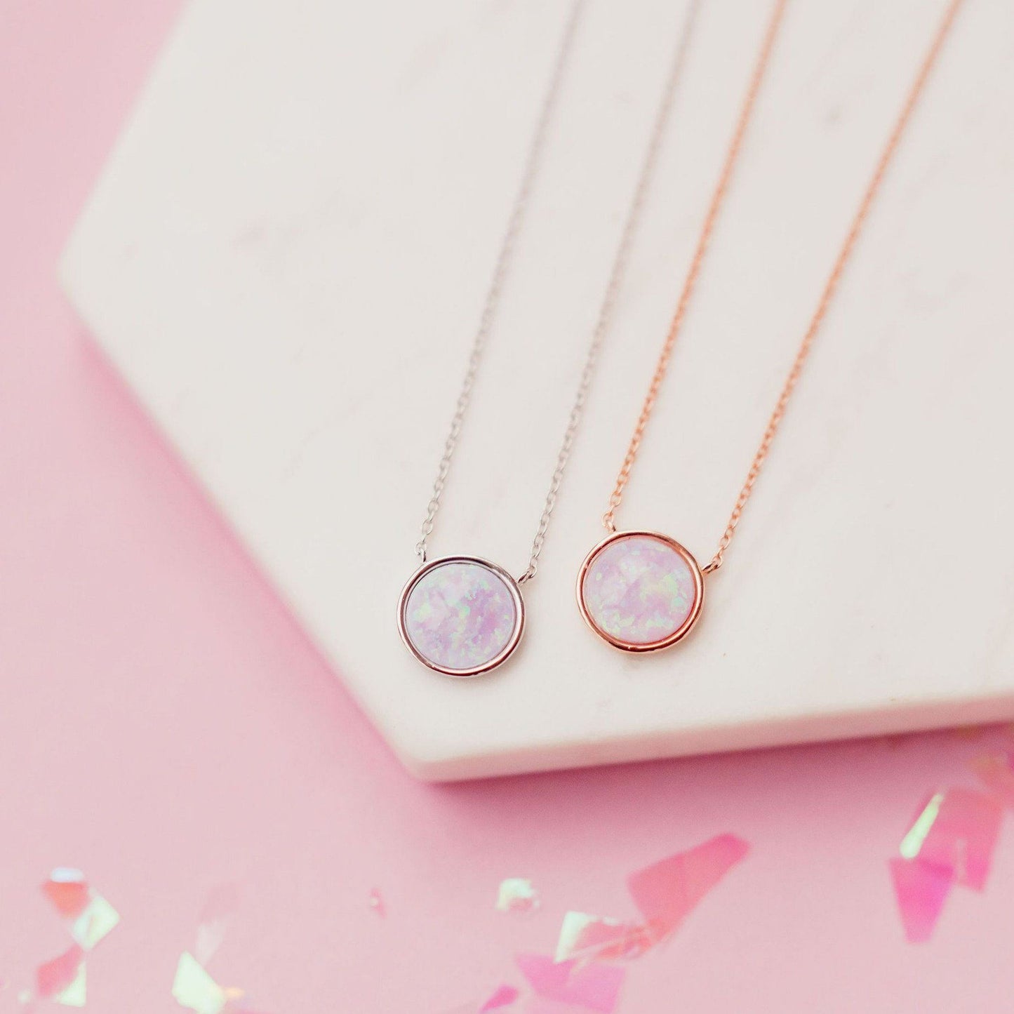 Milky Blue Opal Solitaire Necklace Necklaces Chloe + Lois