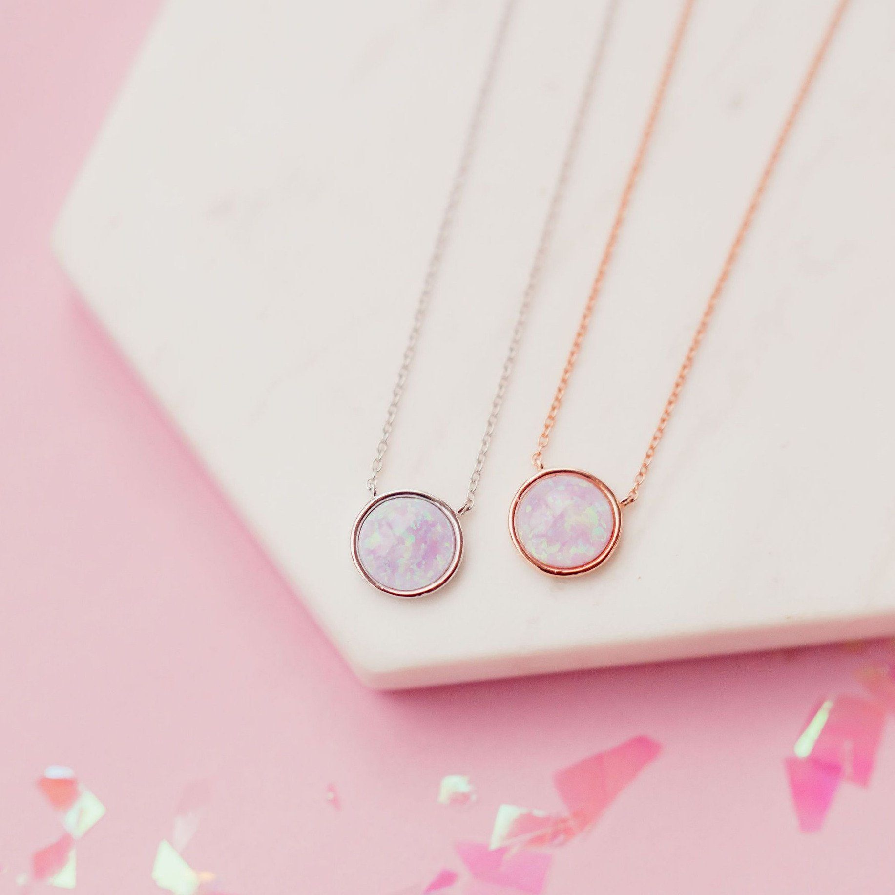 Milky Blue Opal Solitaire Necklace Necklaces Chloe + Lois