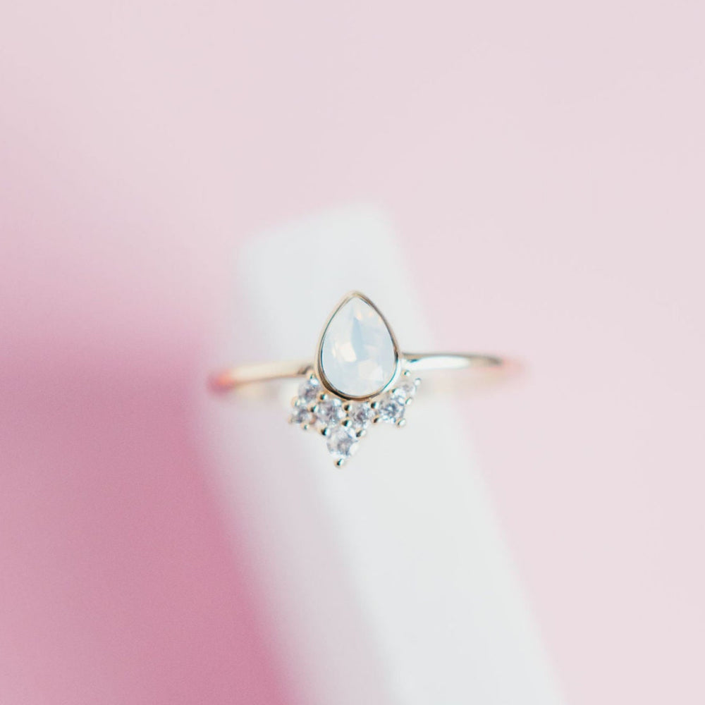 "Chloe" Ring in White Opal Swarovski® Rings Chloe + Lois 