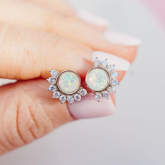 "Lois" Studs in White Opal Earrings Chloe + Lois Sterling Silver