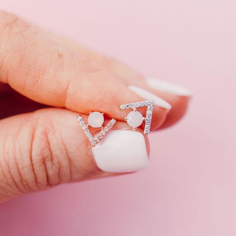 "Madeline" Studs in Rosewater Pink Swarovski® Earrings Chloe + Lois ROSE GOLD