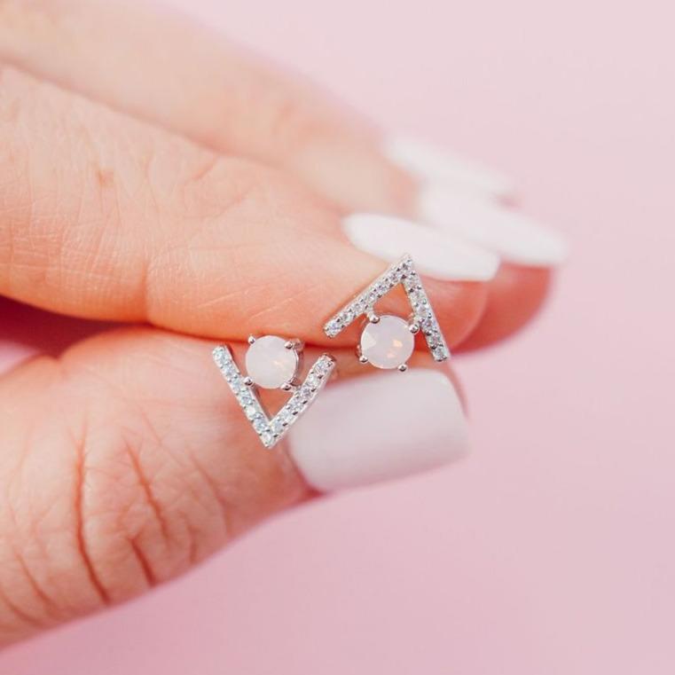 "Madeline" Studs in Rosewater Pink Swarovski® Earrings Chloe + Lois STERLING SILVER