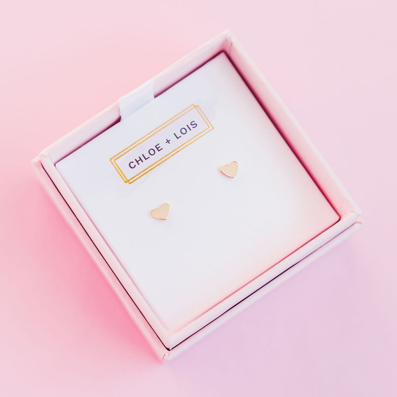 Chloe + Lois Mini Heart Stud Earrings in 14k Gold