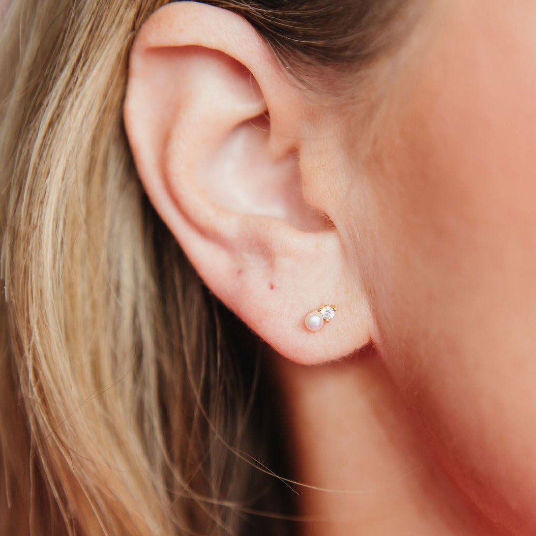 Chloe + Lois Minimalist Pearl Stud Earrings