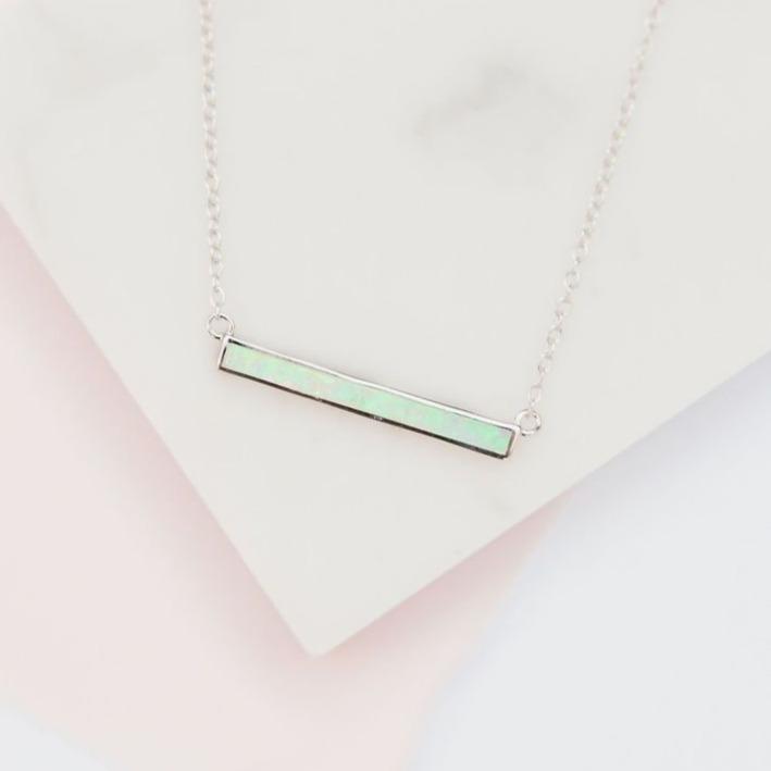 Milky Blue Opal Bar Layering Necklace Necklaces Chloe + Lois