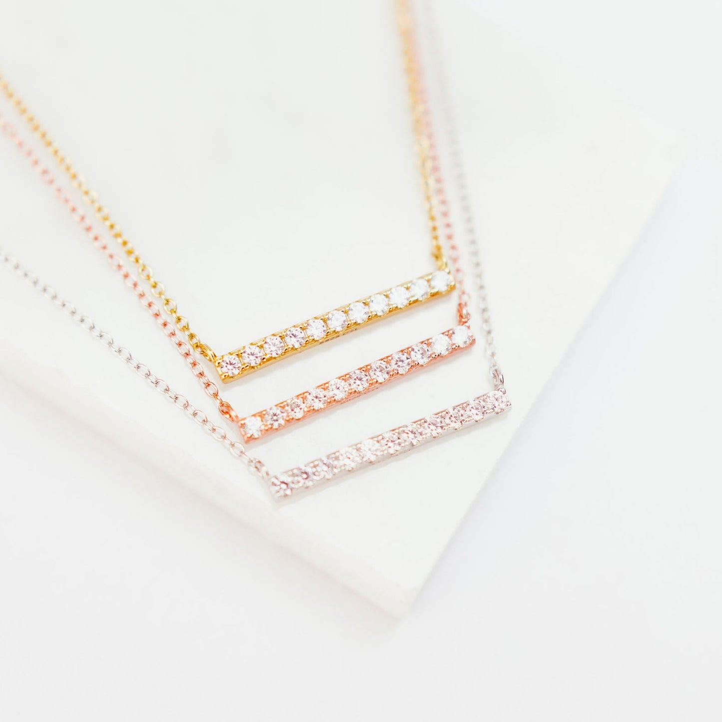 CHLOE + LOIS Pave Bar Necklace
