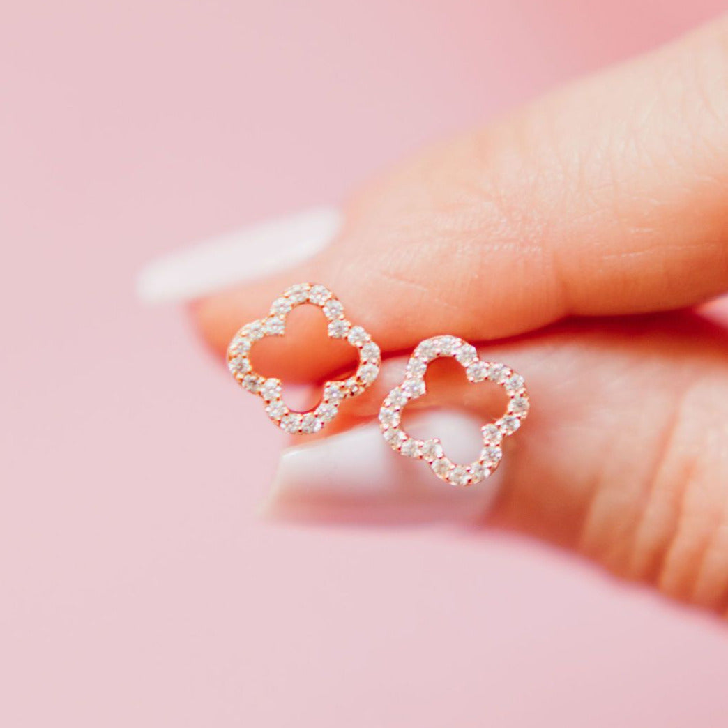 Chloe + Lois Rose Gold Clover Studs
