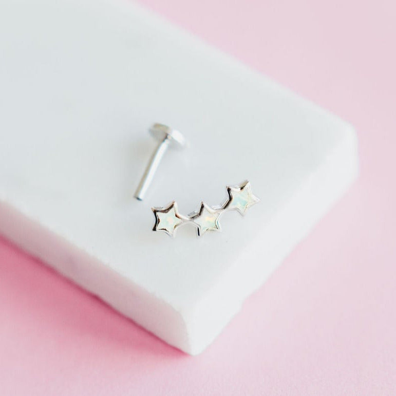 Chloe + Lois Screwback Screwfront Minimalist Star Stud Earrings in Sterling Silver