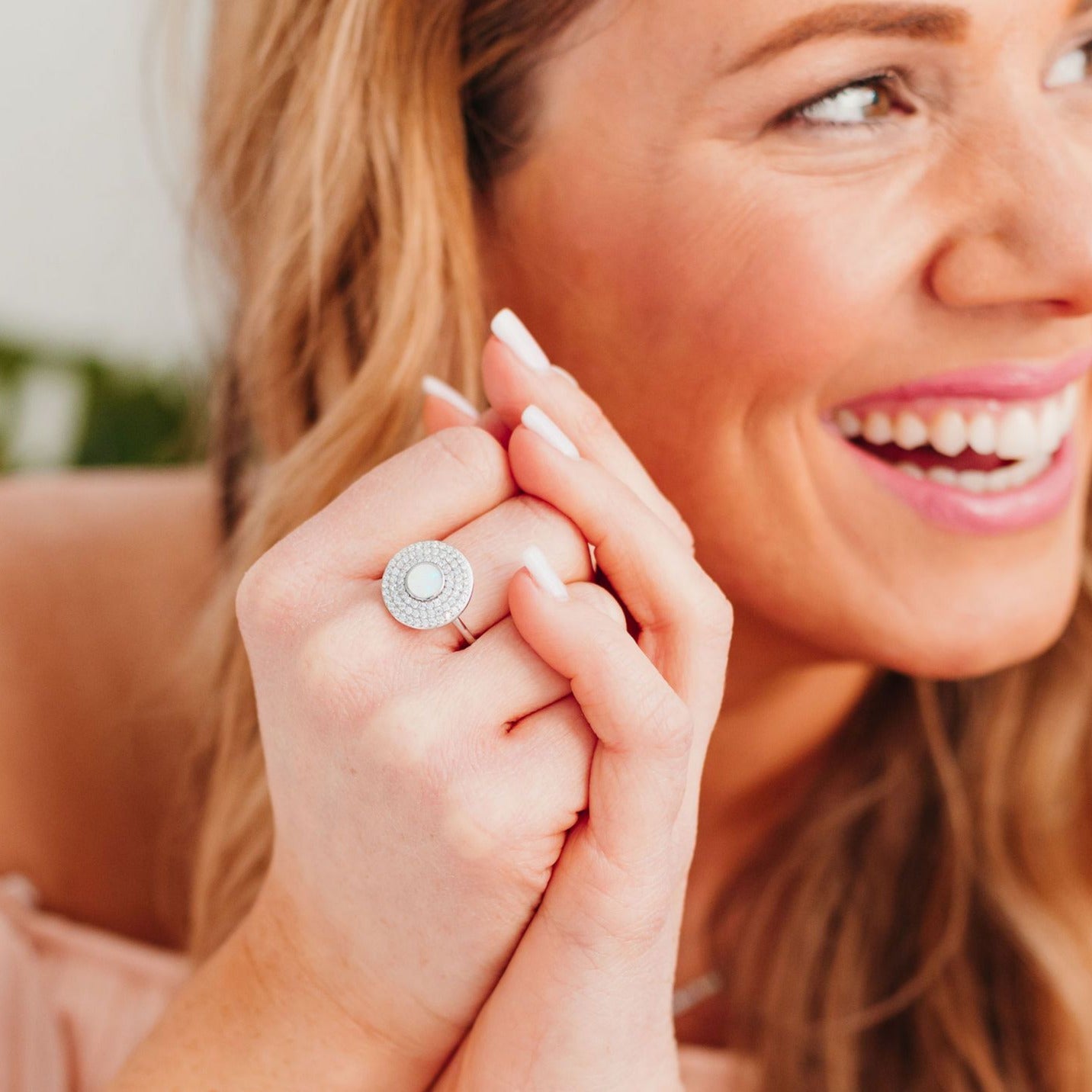 White Opal and Cubic Zirconia "MOD" Statement Ring Chloe + Lois