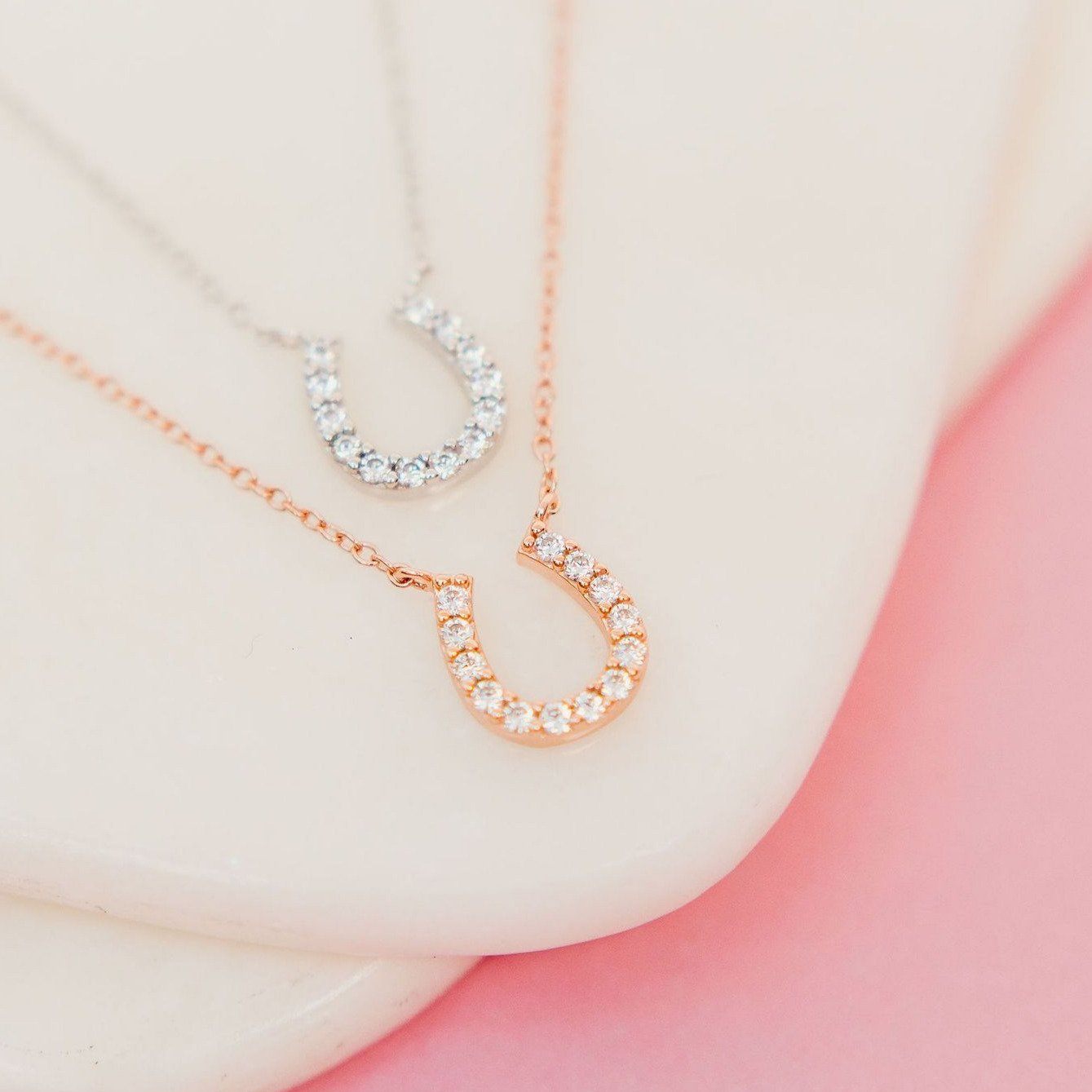 Lucky Glittering Horseshoe Necklace Necklaces Chloe + Lois