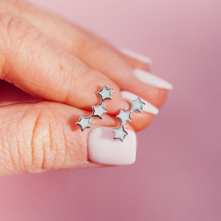 "Starry Night" Ear Climbers in White Opal Earrings Chloe + Lois