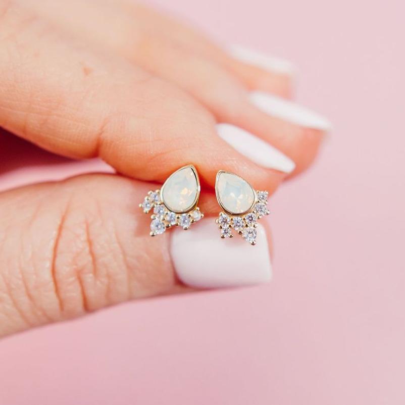 "Chloe" Studs in White Opal Swarovski® Earrings Chloe + Lois Sterling Silver