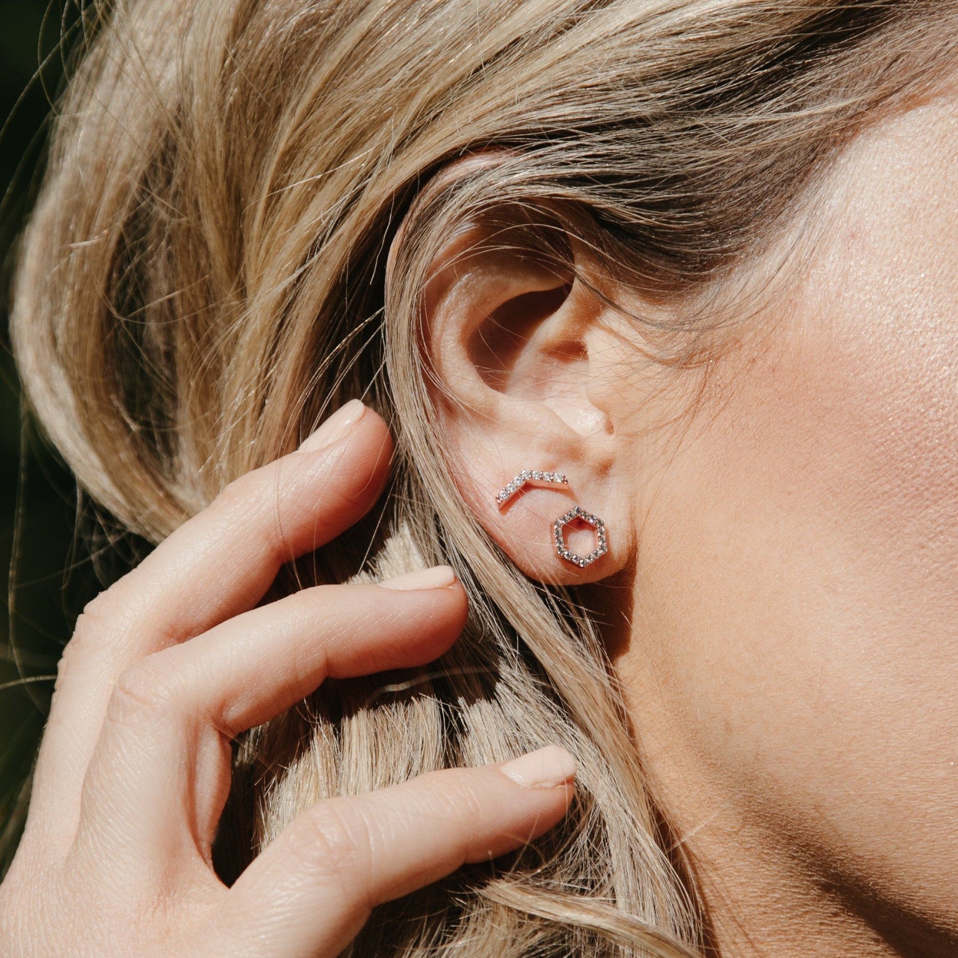 Slim Sparkling Hex Studs Earrings Chloe + Lois