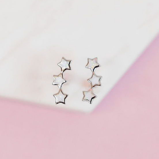 "Starry Night" Ear Climbers in White Opal Earrings Chloe + Lois