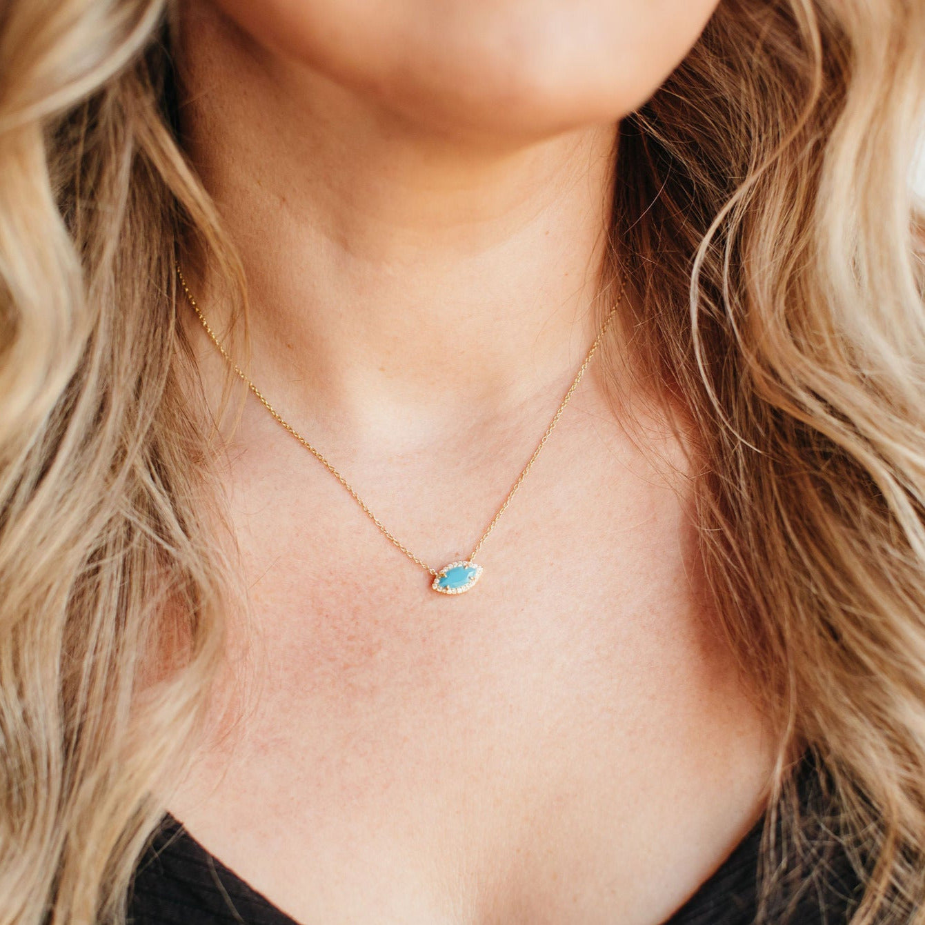 Dainty Evil Eye Necklace in Turquoise by Chloe + Lois