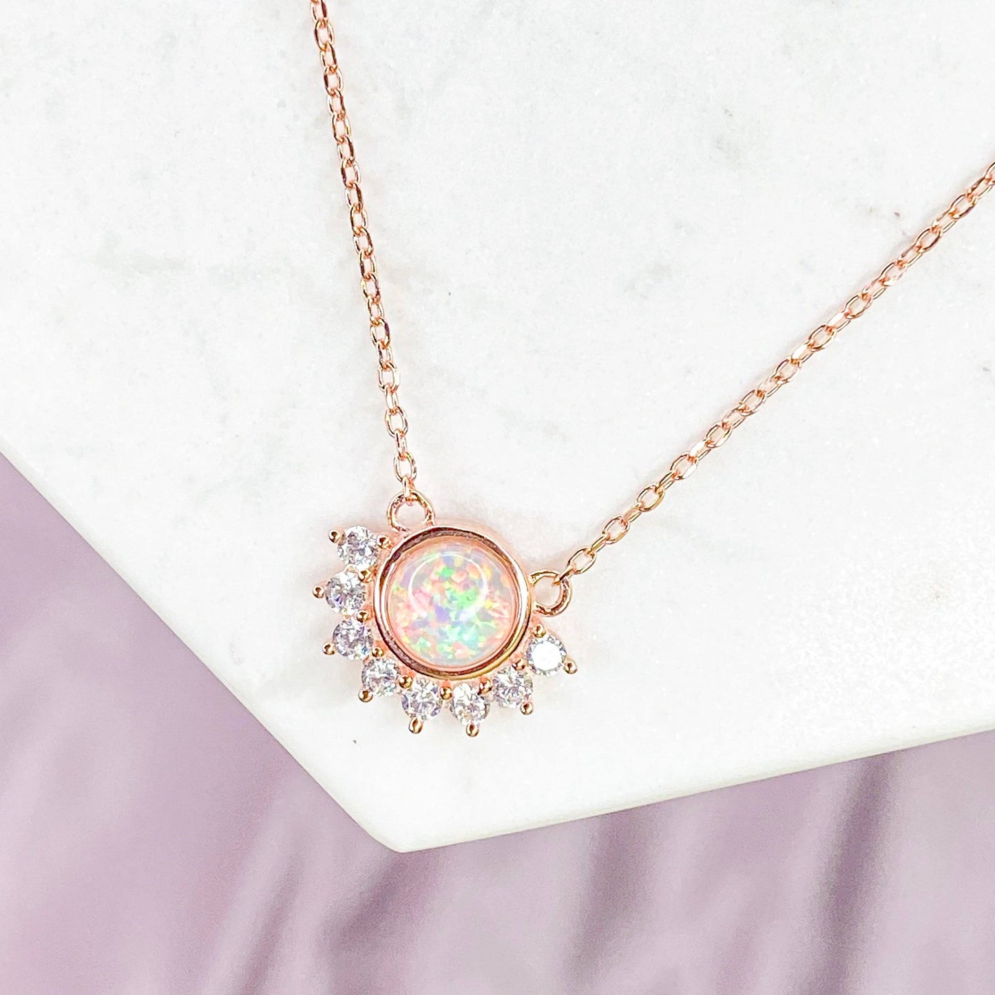 "Lois" Necklace in White Opal Necklaces Chloe + Lois Rose Gold