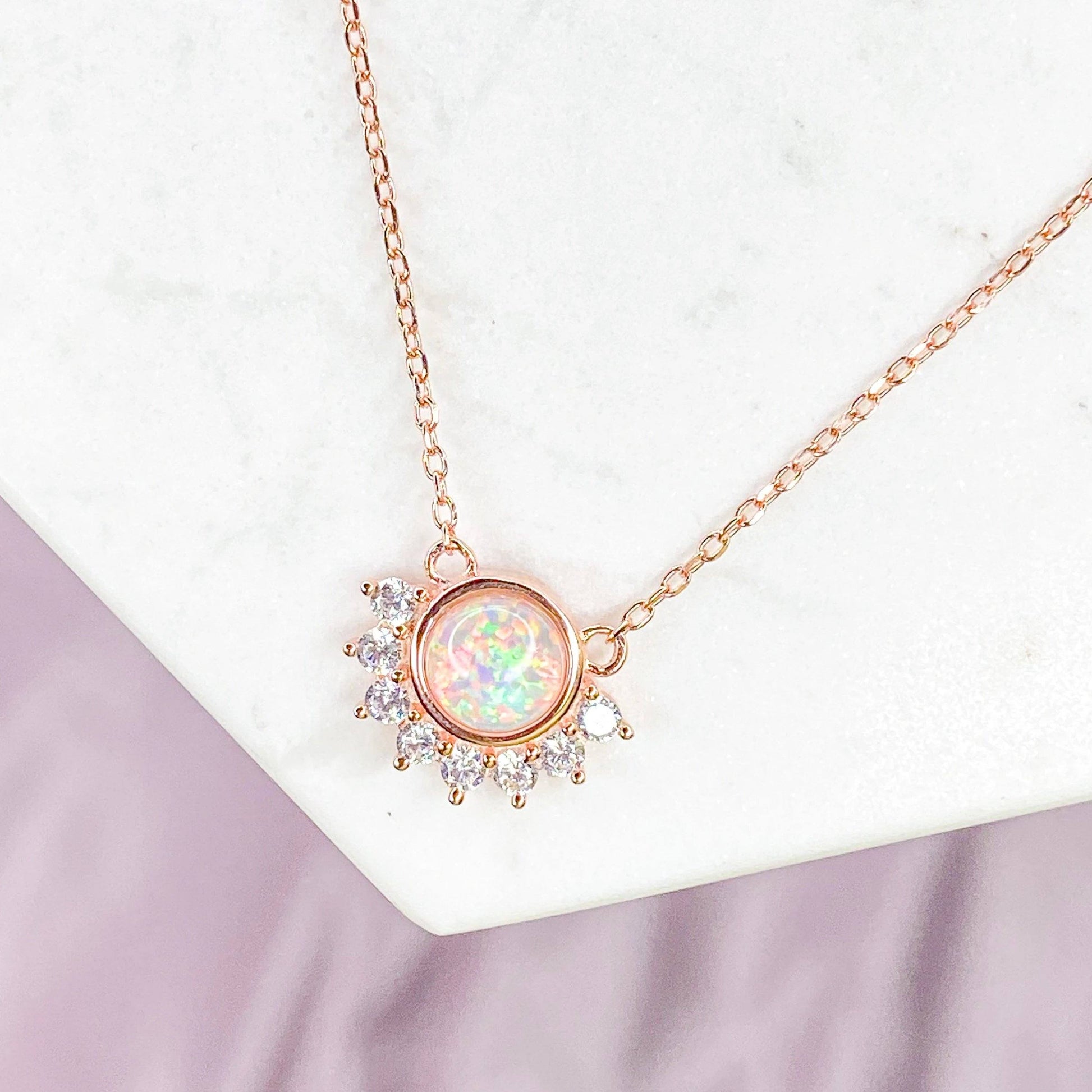 "Lois" Necklace in White Opal Necklaces Chloe + Lois Rose Gold