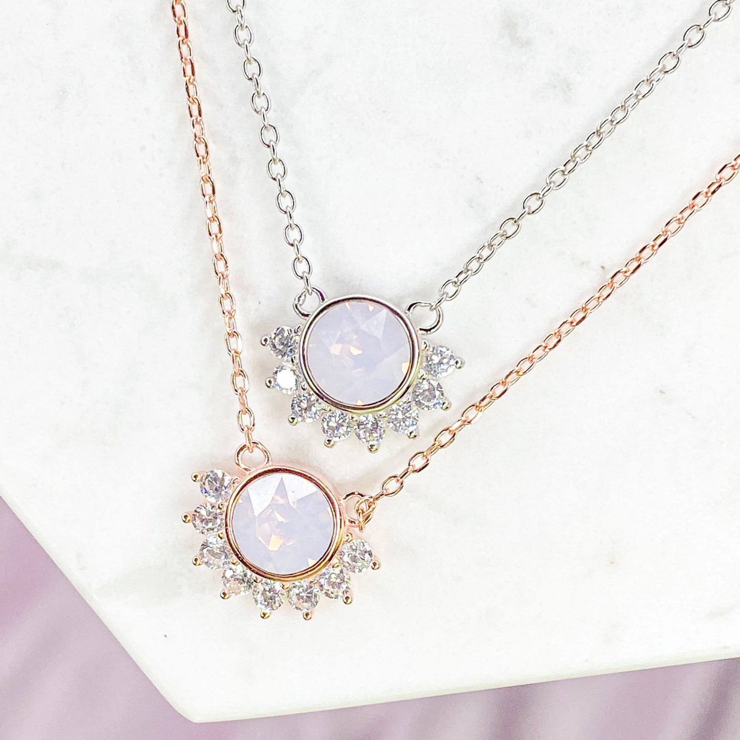"Lois" Necklace in Rosewater Pink Swarovski® Necklaces Chloe + Lois