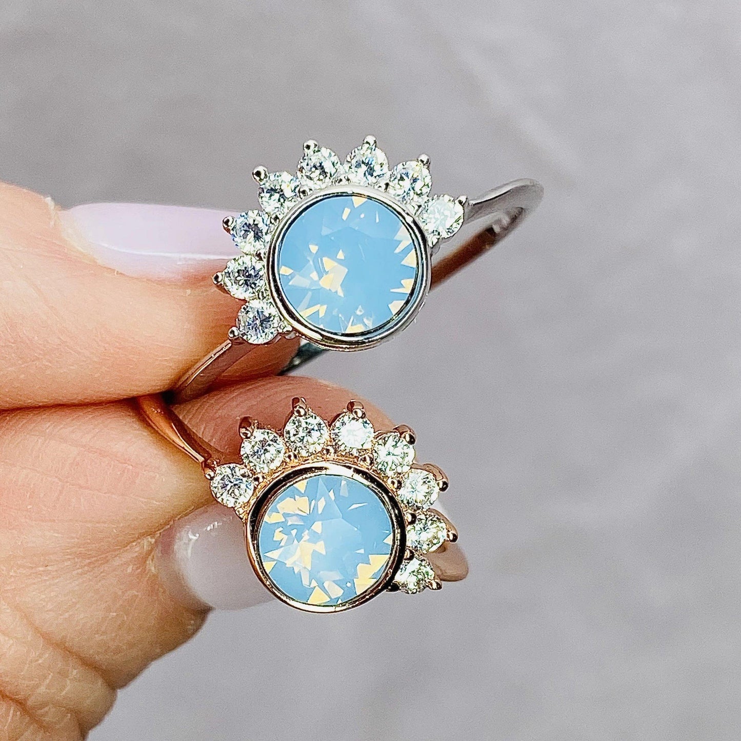 "Lois" Ring in Air Blue Swarovski® Rings Chloe + Lois