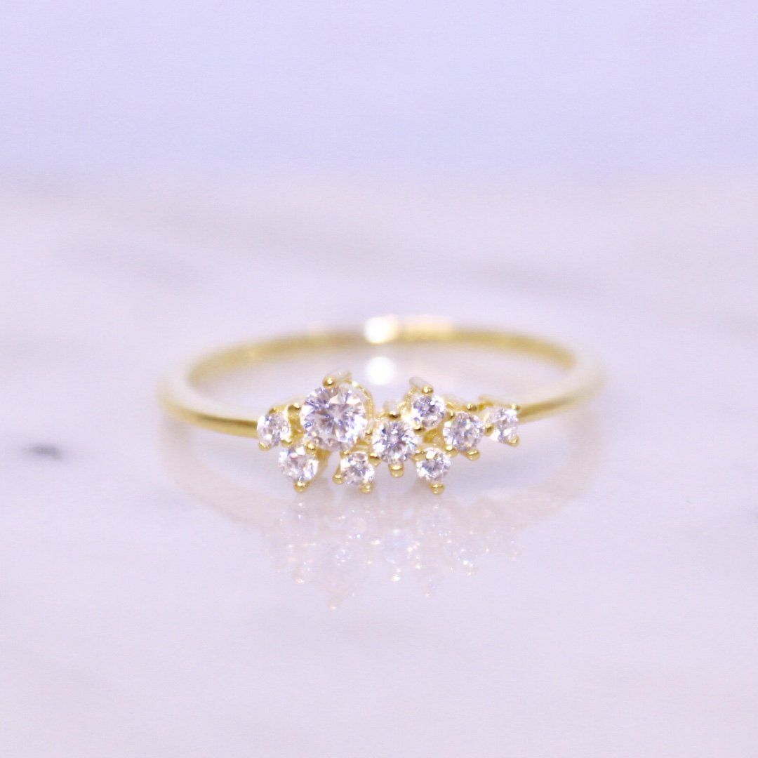 14k Gold Sparkling Cubic Zirconia Fizz Ring Rings Chloe + Lois
