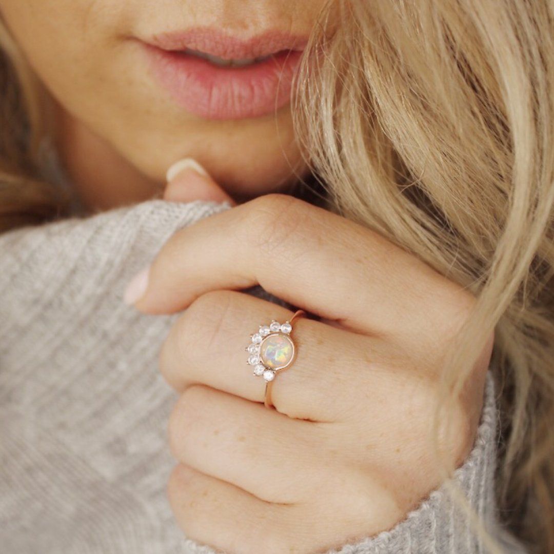 "Lois" Ring in White Opal Rings Chloe + Lois