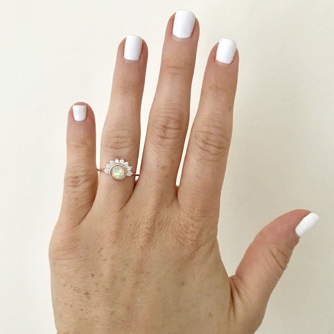 "Lois" Ring in White Opal Rings Chloe + Lois