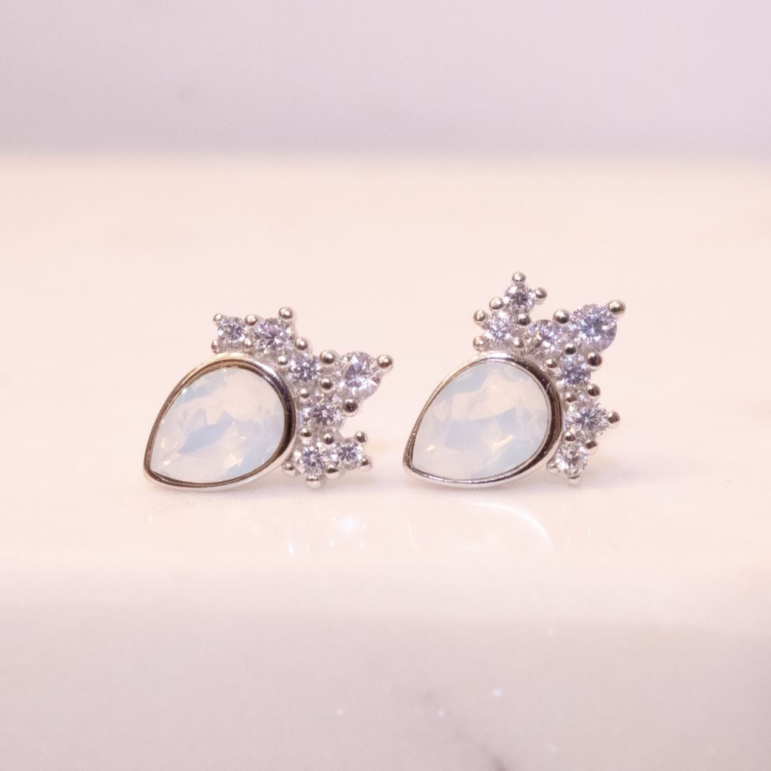 "Chloe" Studs in White Opal Swarovski® Earrings Chloe + Lois Sterling Silver