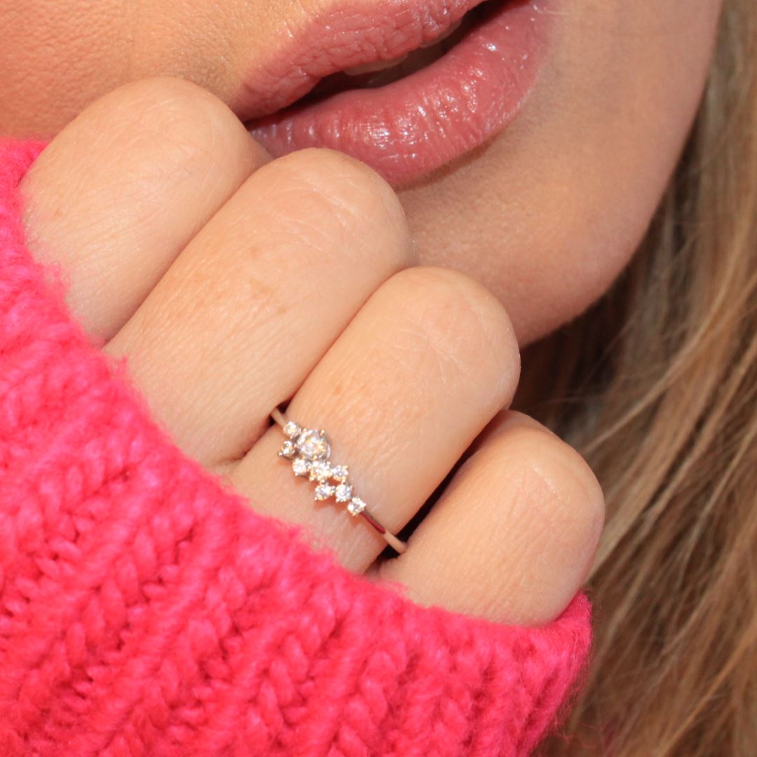 14k Gold Sparkling Cubic Zirconia Fizz Ring Rings Chloe + Lois