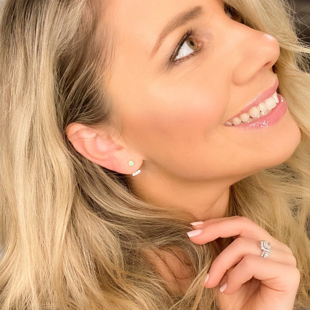 Bitty Earring Jackets in Opal + Cubic Zirconia EARRING JACKET Chloe + Lois