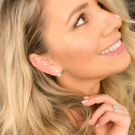 Bitty Earring Jackets in Opal + Cubic Zirconia EARRING JACKET Chloe + Lois