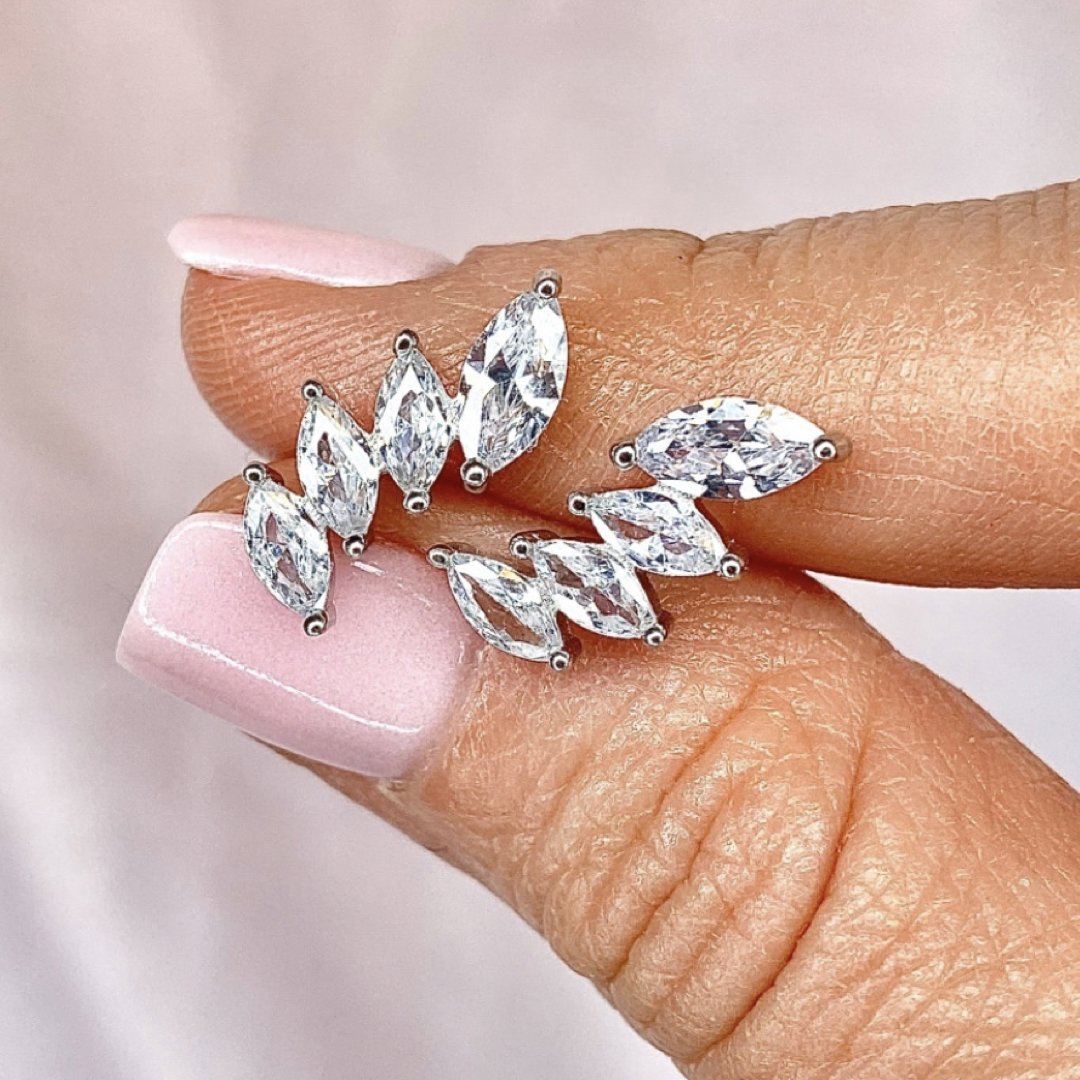 Cubic Zirconia "Crown" Ear Climbers Earrings Chloe + Lois