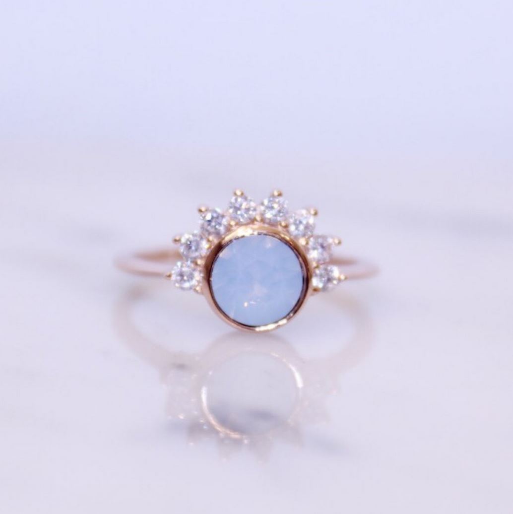 "Lois" Ring in Air Blue Swarovski® Rings Chloe + Lois 6 Rose Gold Plated Sterling Silver